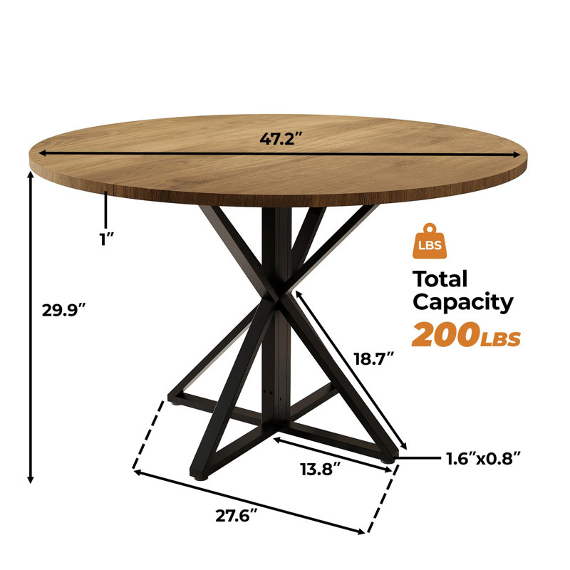Metal Base Dining Table, Brown / Black