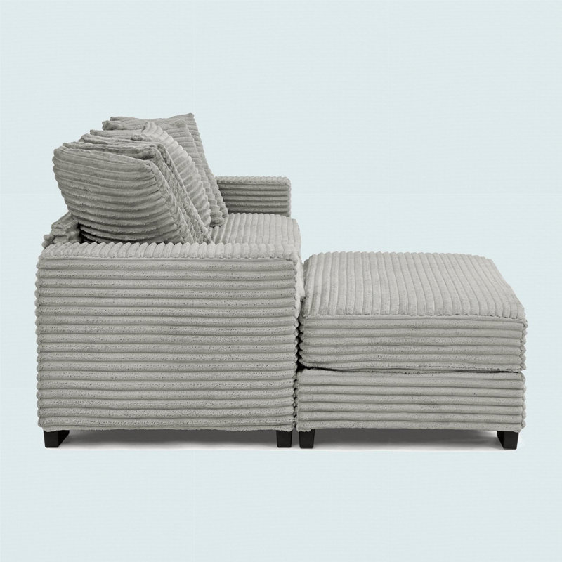 Canapé-lit modulaire rembourré Corduroy, Gris