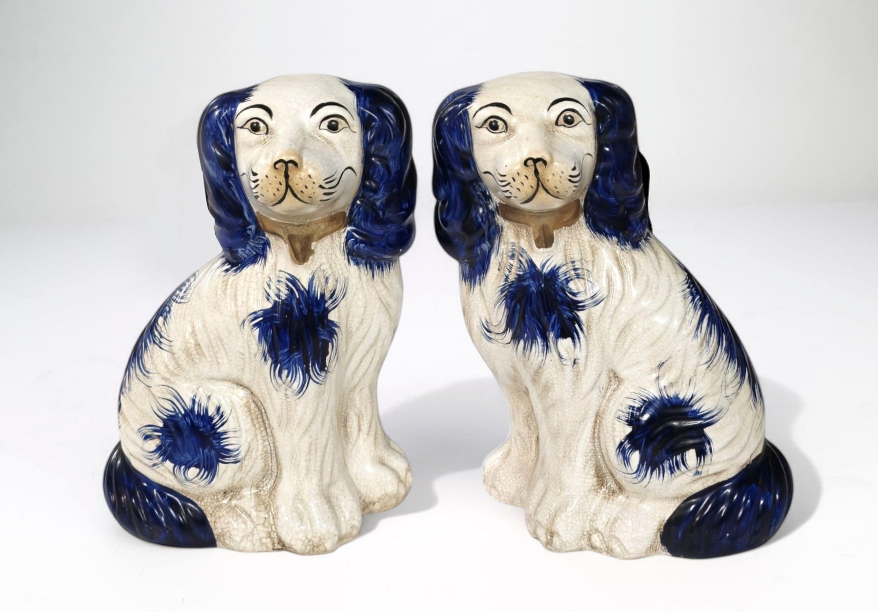 Lark Manor Gerald 2-Piece Ceramic Decorative Staffordshire Dog Figurine, Blue and White | Wayfair
