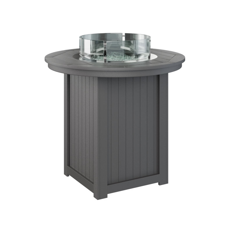 Berlin Gardens Donoma 44″ Round Bar Fire Pit Table, Smoke Gray
