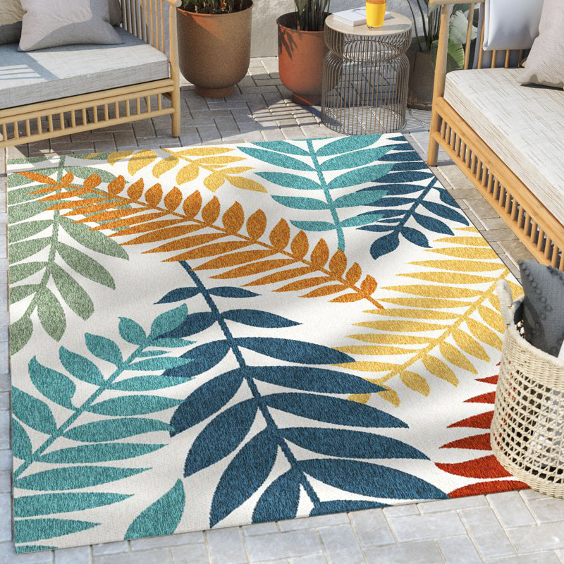 Rectangle Floral Indoor / Outdoor Area Rug, Rectangle 120 x 160cm