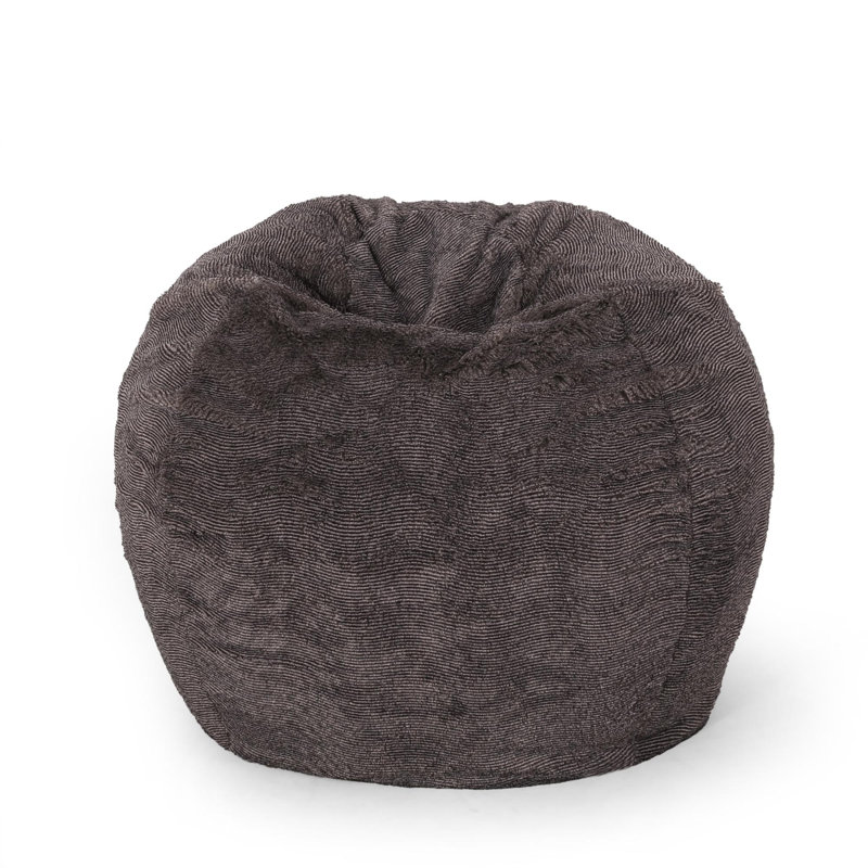 Fauteuil à billes 3 po, Fausse fourrure brune, H 25 po x l 34 po x P 34 po