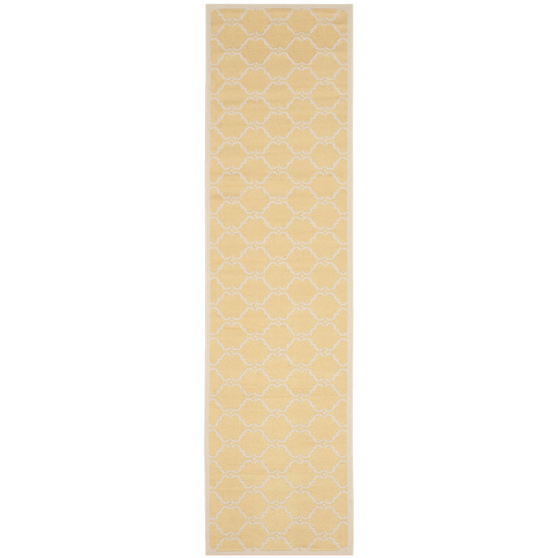 Arneshia Geometric Yellow/Beige Area Indoor/Outdoor Area Rug, Runner 2'3" x 12'