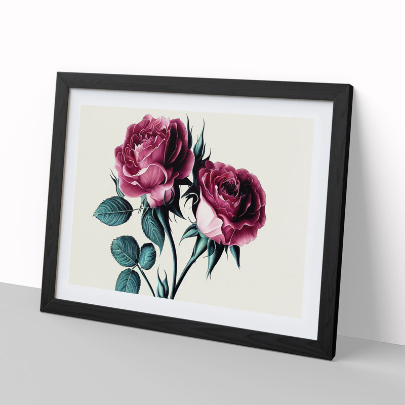 Timeless Rose Flowers - Single Picture Frame Print, Black Framed, 46cm H x 64cm W x 2cm D