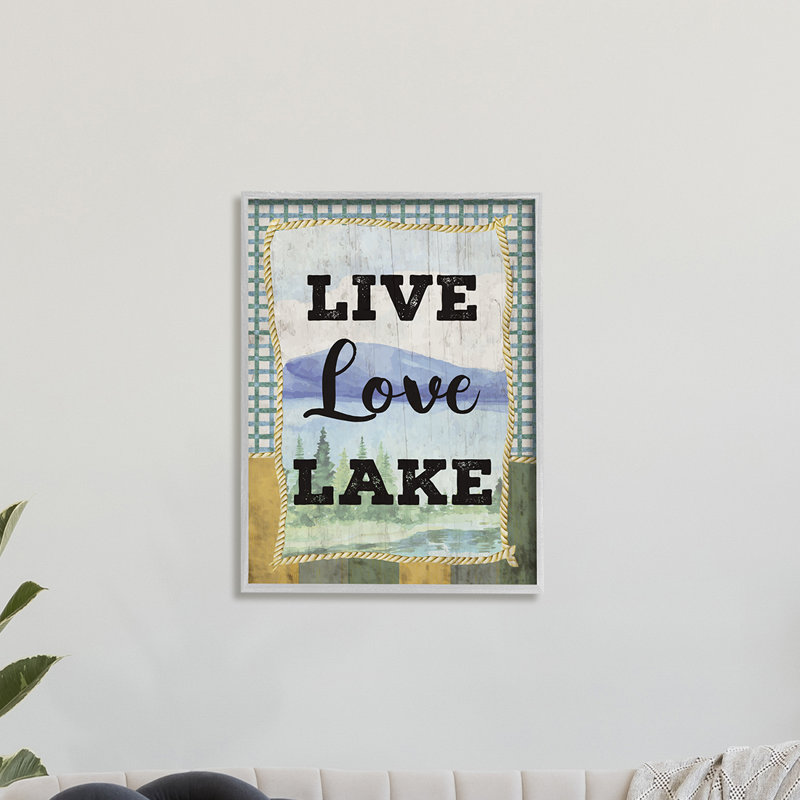 Live Love Lake Sentiments, charmante chaîne de montagnes du lac par ND Art - Art textuel, H 20 po x l 16 po