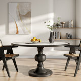 Luxury Modern 4-seater Round Solid Wood Base Dining Table With Lazy Susan