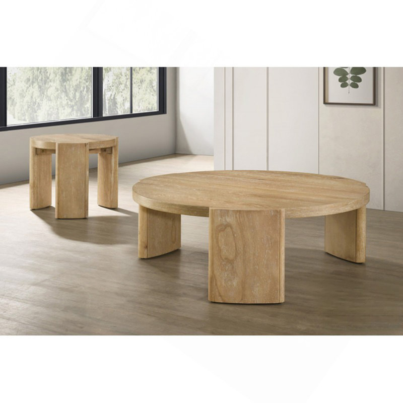 21 Inch Kepler Driftwood Finish Round Wood End Table, Modern Living Room 1Pc Sofa Side Table