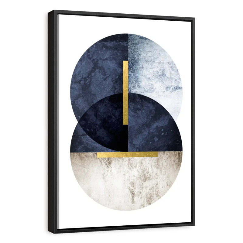 Bleu marine foncé, 13 po x 19 po, Cadre flottant noir