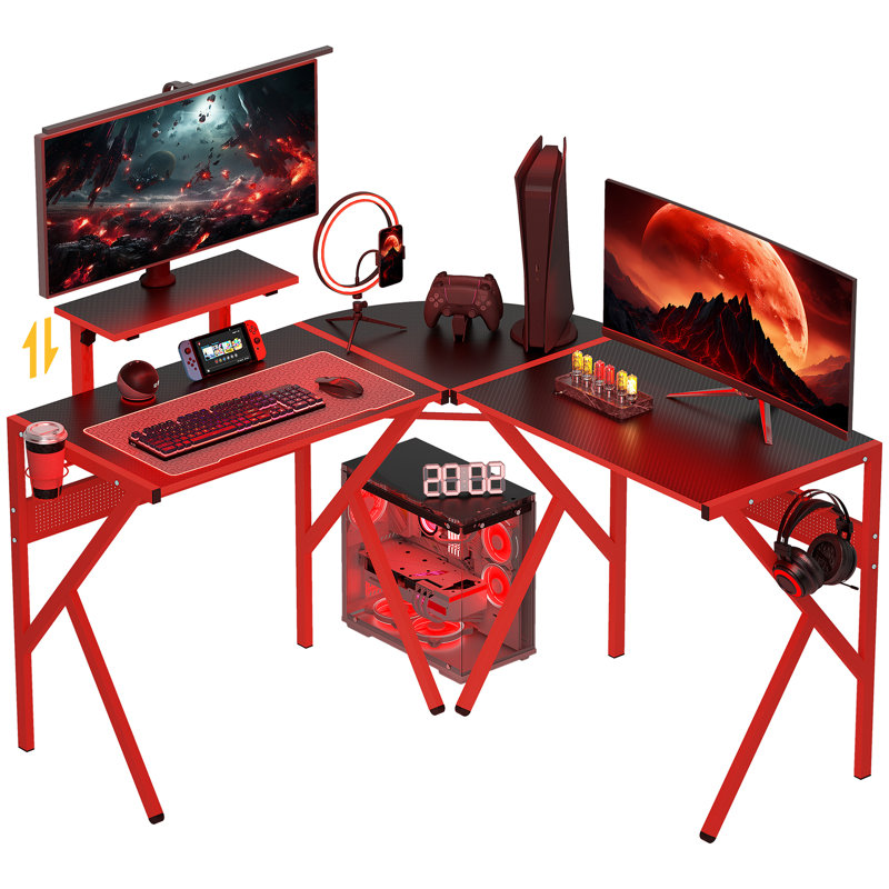 L-Shaped Metal Base Computer Desk