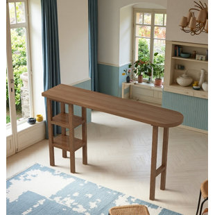 Bureau moderne en pin minimaliste avec espace de rangement pour bar