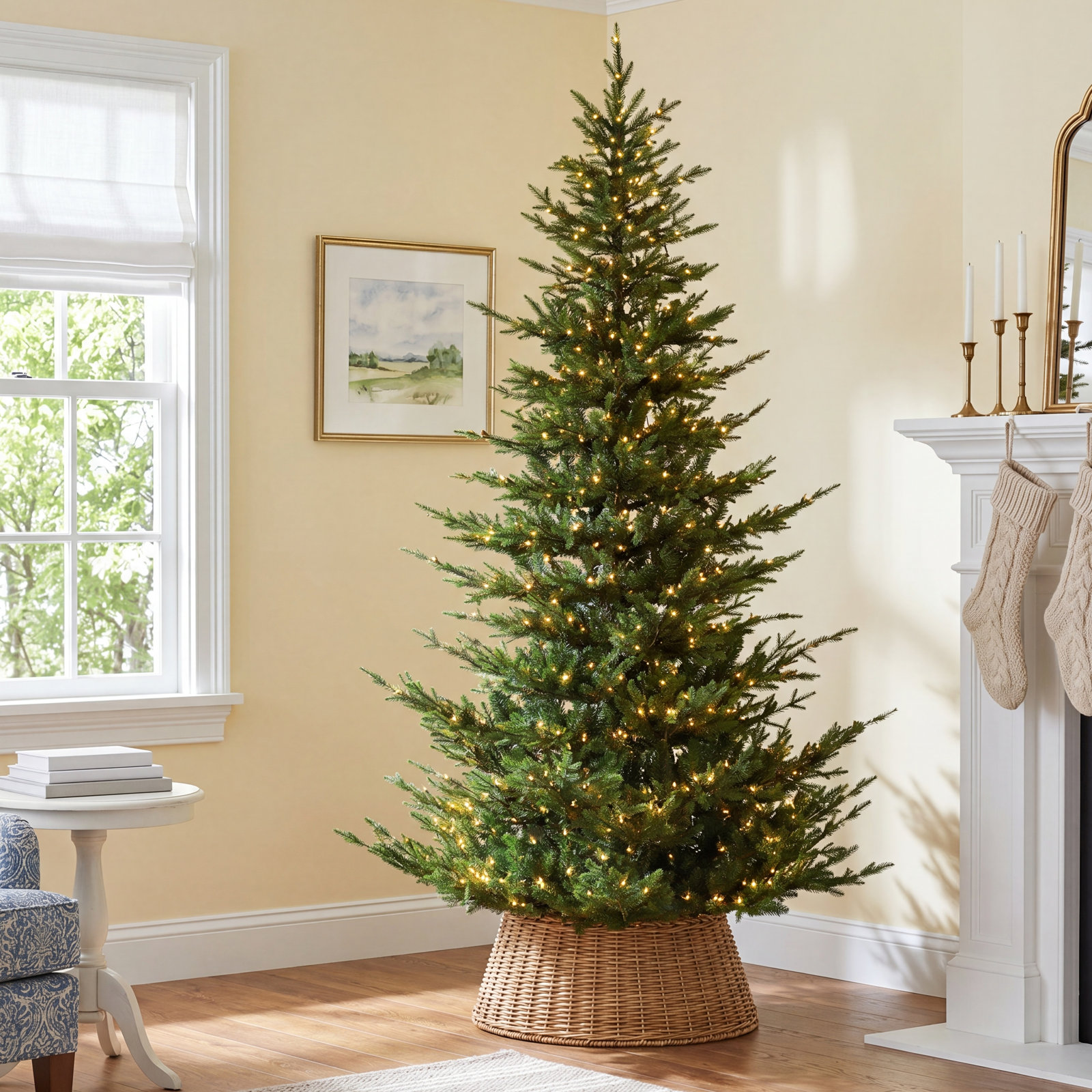 White 7.5' Pre-Lit Fir White Christmas Tree