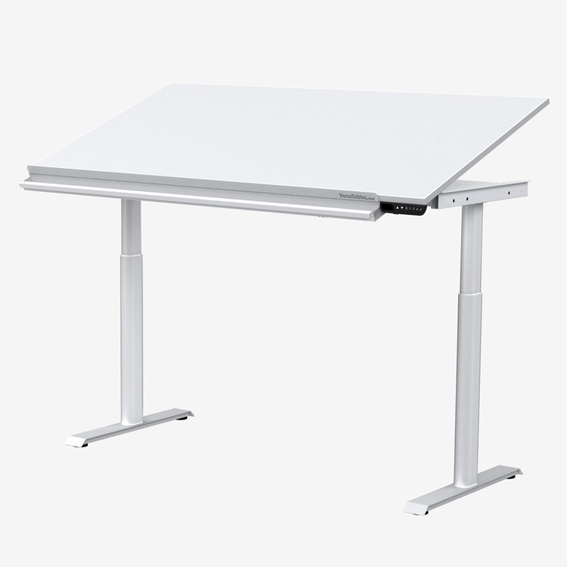 60" Electric Height Adjustable Drafting Table with Tilt-Adjustable Top & Smart App, White, 28.5" H x 60" W x 30" D, White
