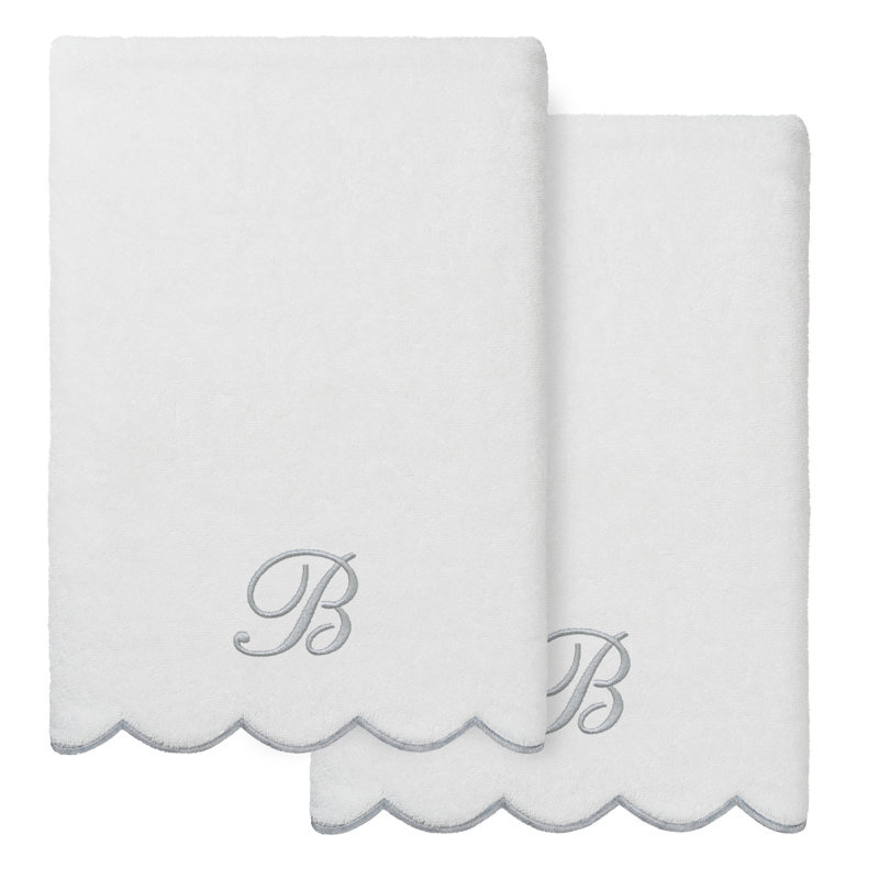  Ensemble de serviettes de bain personnalisables 100% coton turque ADORNIA 2PC, B, Blanc / Gris