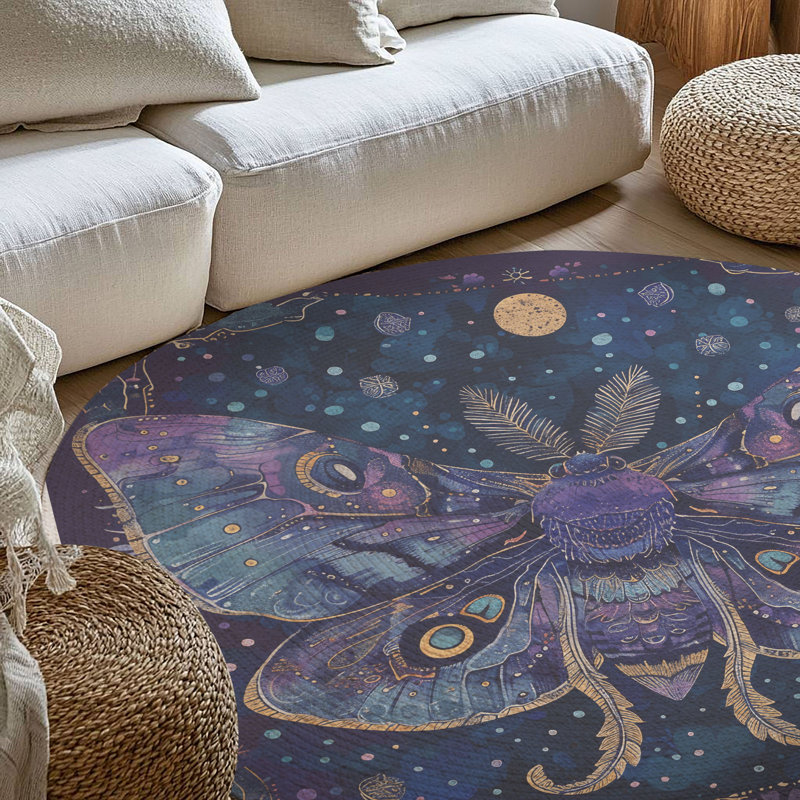 Tapis tressé Mystic Moth, Rond 5 pi