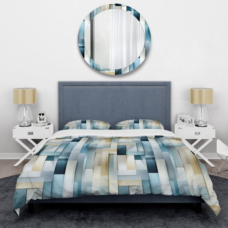 Amoakuh Serene Structures II - Ensemble de housse de couette à rayures - Microfibre de polyester