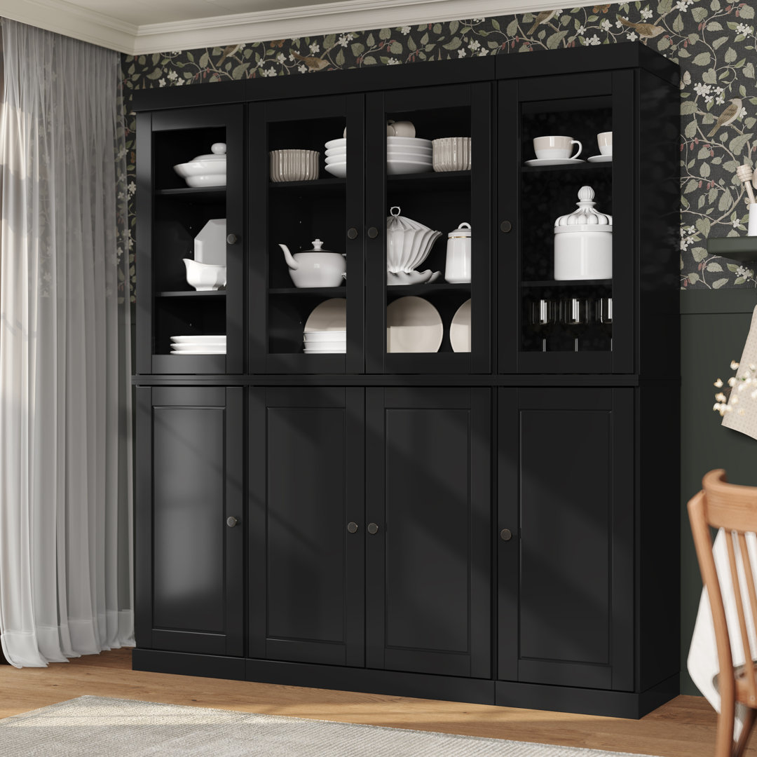 Lodman 100% Solid Wood 65" Pantry China Cabinet with Raised Panel, Clear Glass Doors & Adjustable Shelves Hokku Designs 