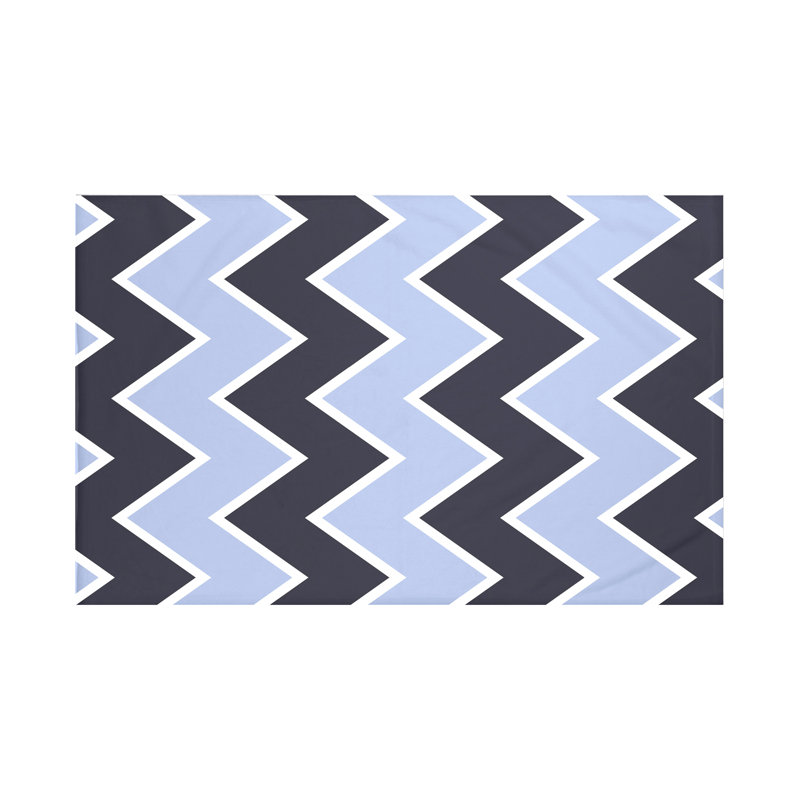 Jeté à imprimé chevrons à l'intérieur, L 60 po x l 50 po, Peri (bleu marine)
