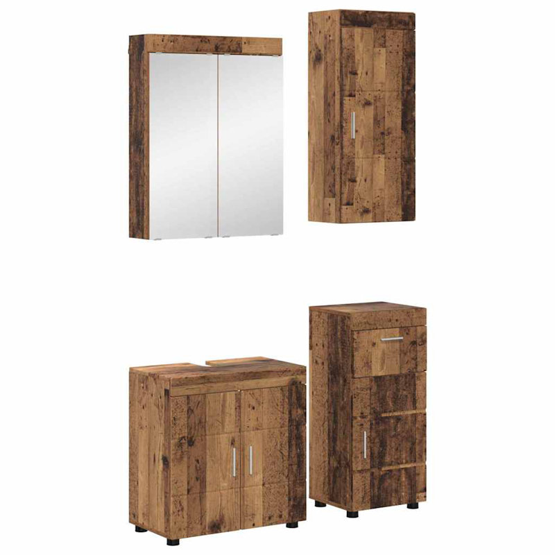 Vanity & Mirror Set, Medium Wood