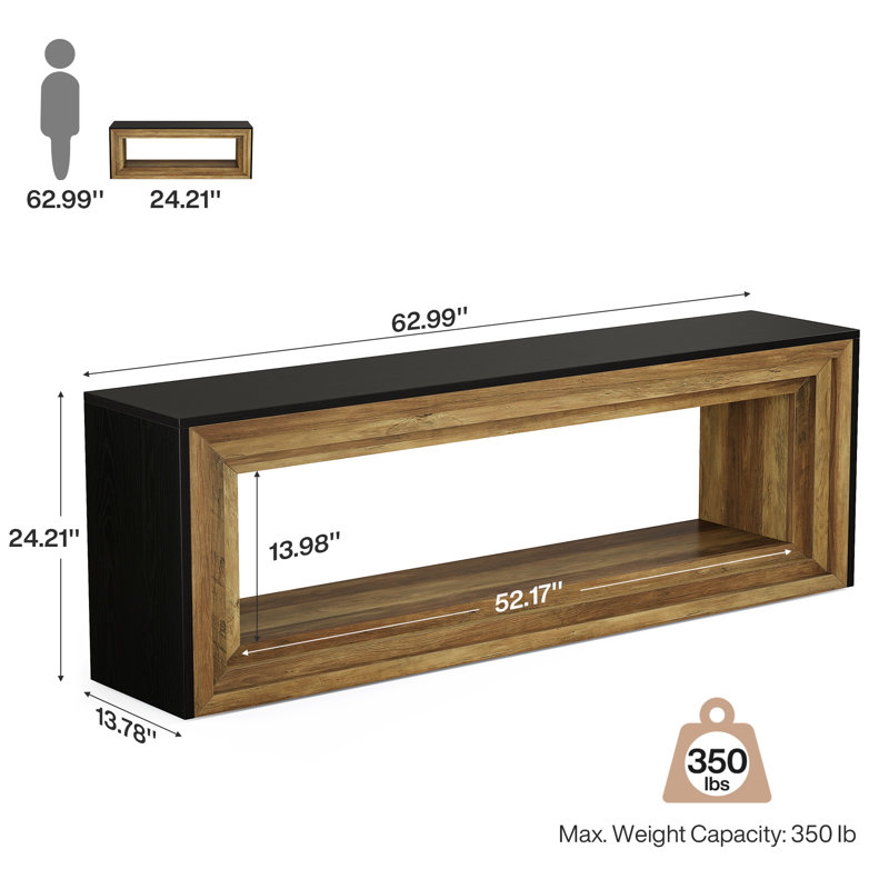 63" Long Farmhouse Entryway Bench with Shoe Storage