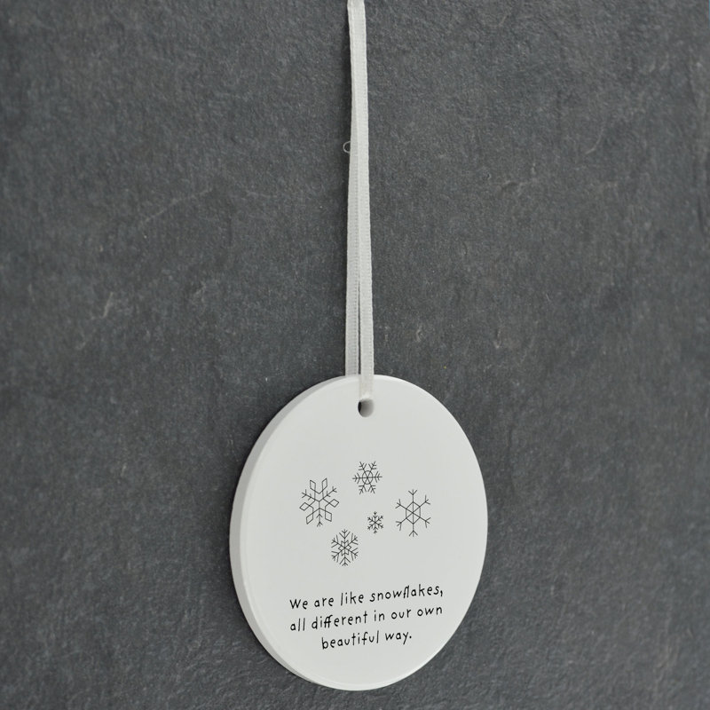 Carley We Are Like Snowflakes Circle Shaped Ceramic Ornament