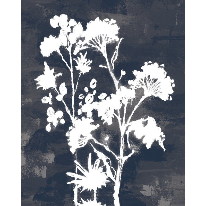 " Navy Floral " Painting Print, 48" H x 32" W