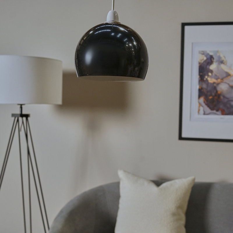 14.7 cm H Bowl Pendant Shade ( Screw On ), Black