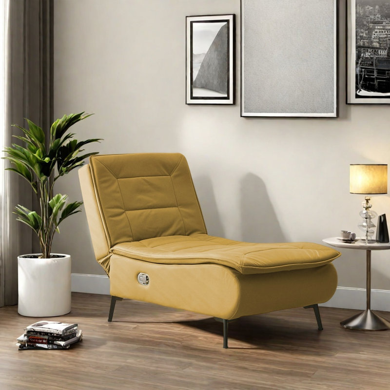 Multi-functional adjustable solid wood recliner, Yellow