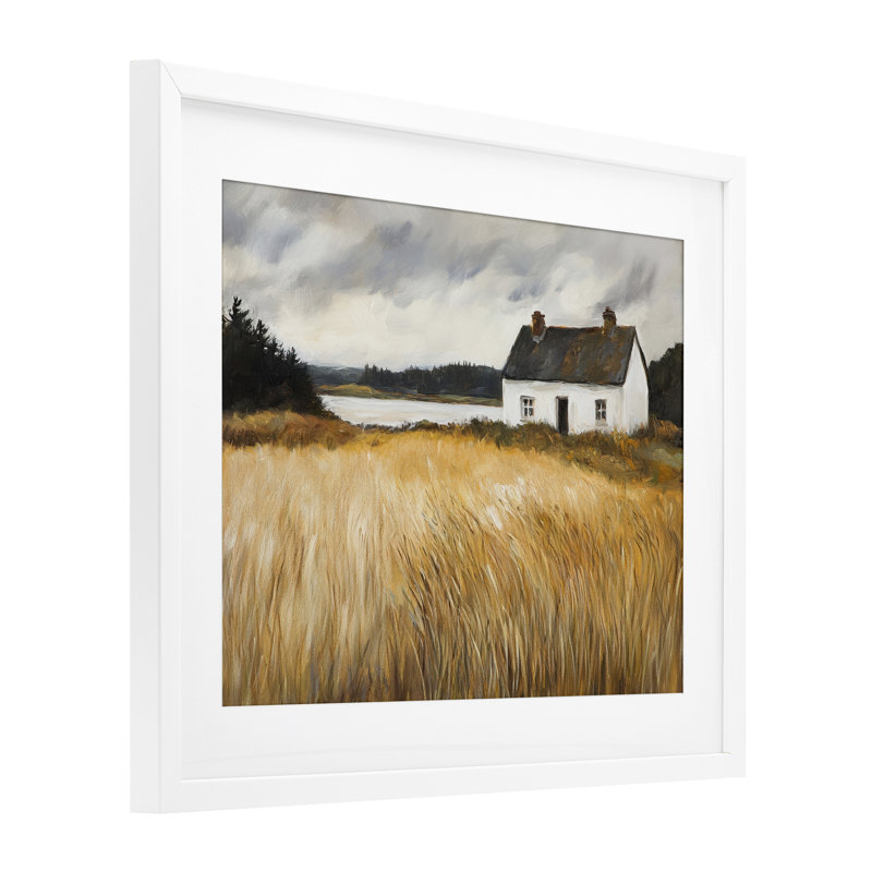 «White House On Wheat», reproduction encadrée sous verre, conception de Petal Prints Design, H 13 po x l 16 po
