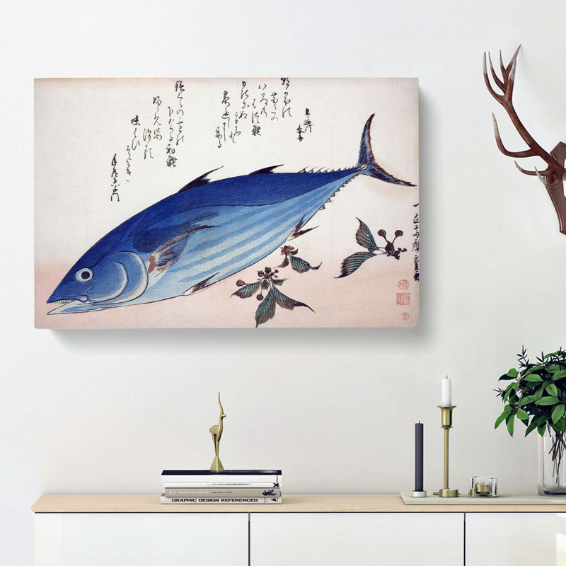 Blue Fish by Utagawa Hiroshige - Wrapped Canvas, 35cm H x 50cm W x 3cm D