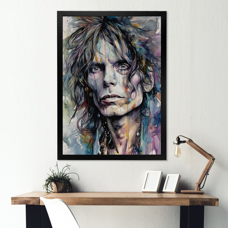 Illustration de célébrité - impression sur toile, Cadre photo noir, H 40 po x l 30 po