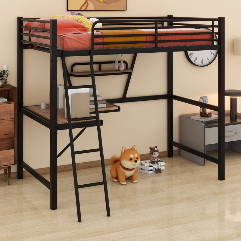 Lit mezzanine pour enfants Catlyn, Noir, Double