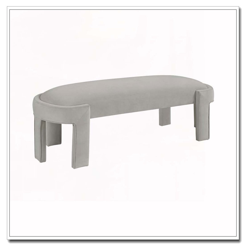 Banc rembourré en velours, Taupe