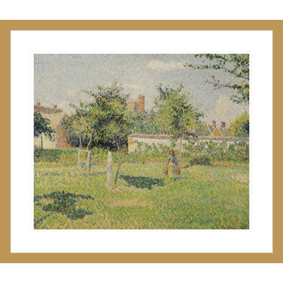 «Woman in the Meadow at Eragny Spring» par Camille Pissarro, impression giclée encadrée