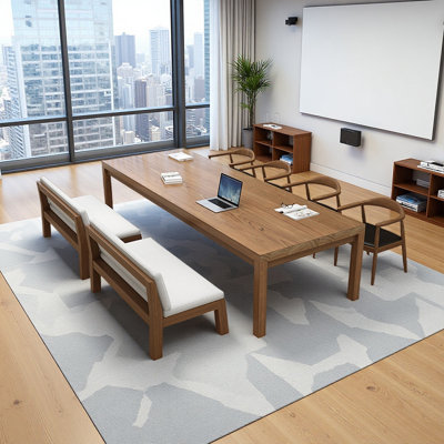 Modern Rectangular Solid Wood Conference Table by Inbox Zero