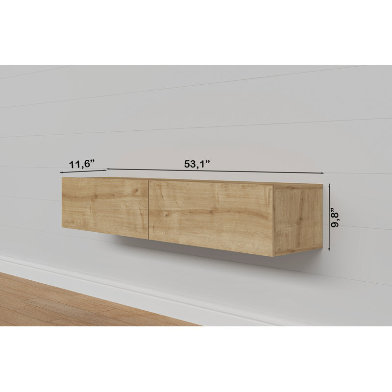 Alesandrini 53" Floating TV Stand Up to 70" TV's Wall Mounted Media Console, Oak