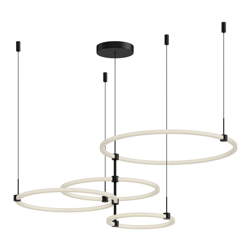 Lustre géométrique unique à 4 lumières Bruni, Noir