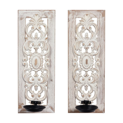 Openwork Carving Wall Candle Sconces Set Of Two