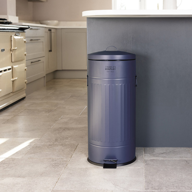 Steel Step On Kitchen Trash Can - 30L, Blue
