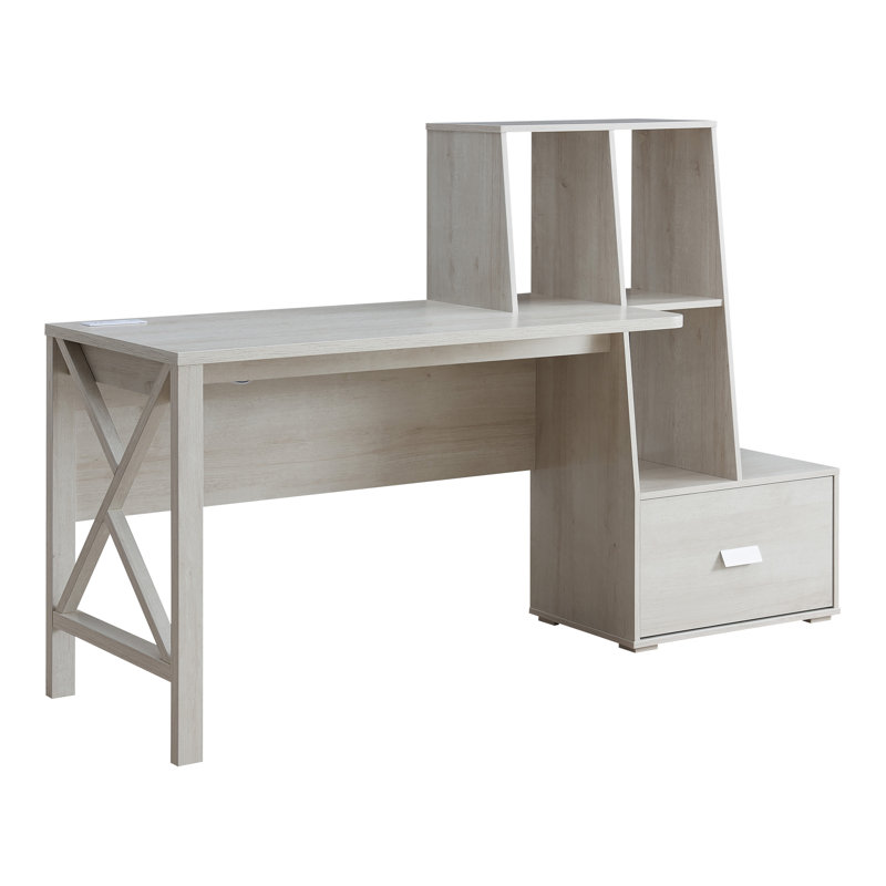 Theo Executive Desk with Power Outlet, White Oak