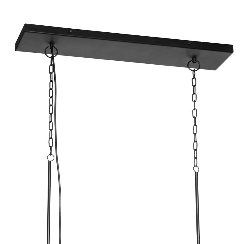  48"L 8-Light Black Metal Industrial Chandelier
