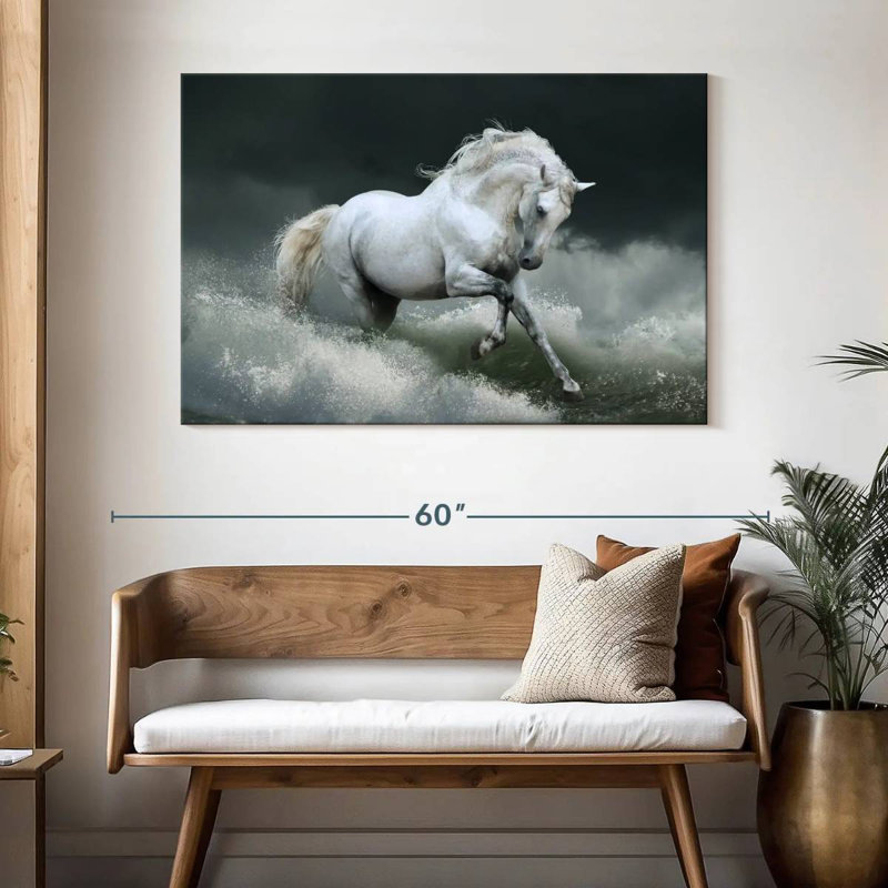 Cheval blanc Brampt, H 32 po x l 48 po
