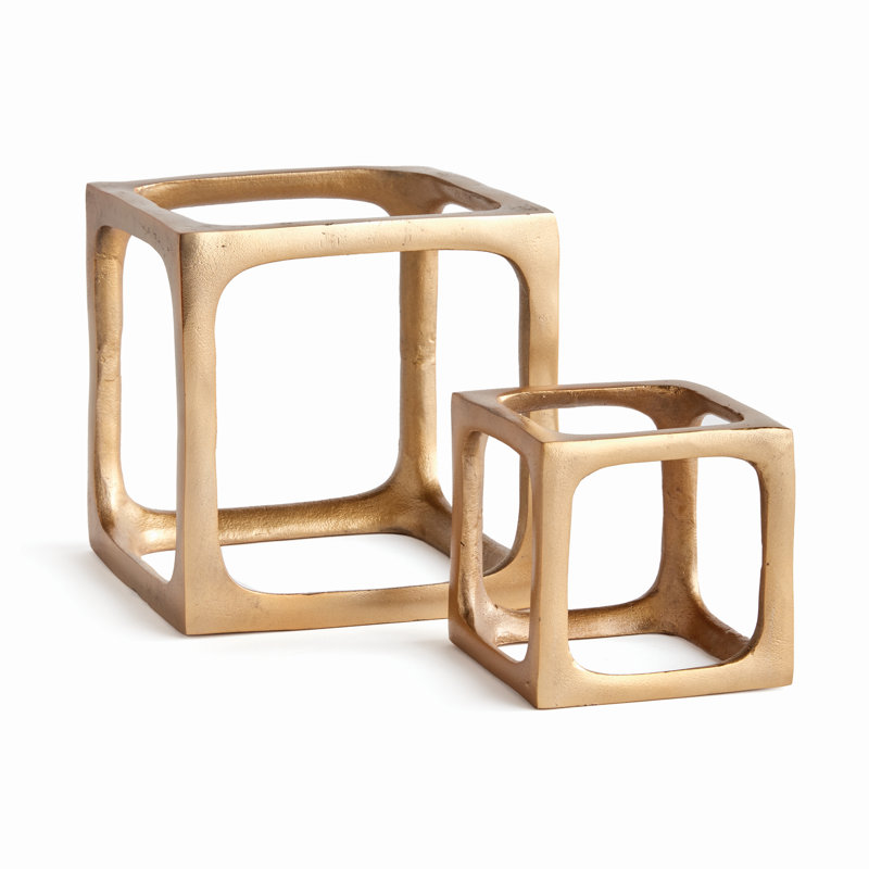 Set of 2 Cubist Sculptures, Gold