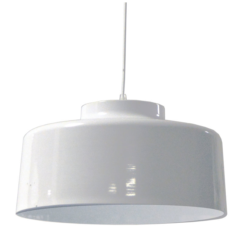 Luminaire suspendu tambour simple 1 lumière Kup, Blanc