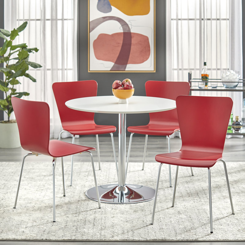 Ensemble de salle à manger Theotis, Rouge, 5 (1 table + 4 chaises)