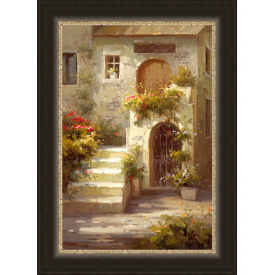 « courtyard steps », reproduction de peinture à l’aquarelle encadrée