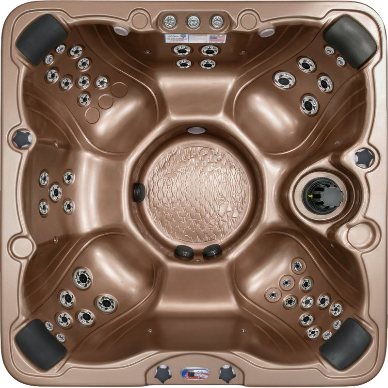 American Spas 240 Volt 7 45 - Jet Acrylic Square Standard (Hardwired) Hot Tub with Ozonator, Silver Oak, Champagne