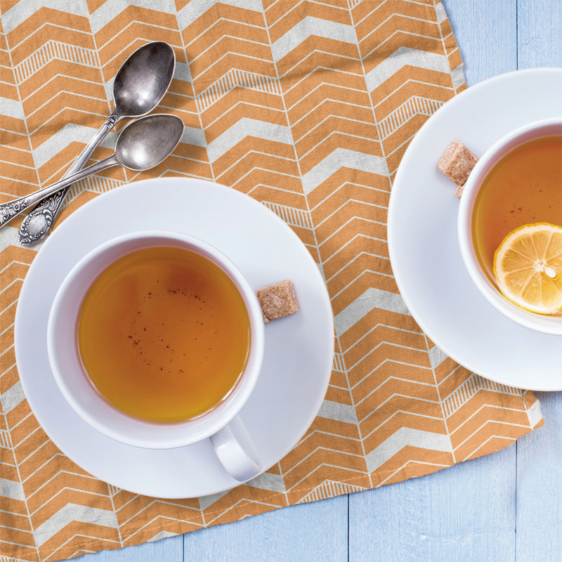 Stephenie Tea Towel Kitchen Towel, Orange/White, Poly Twill