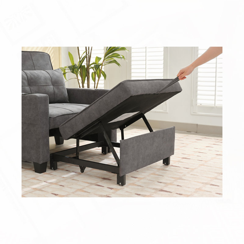 Fauteuil convertible convertible avec ports USB, Tissu technique gris foncé