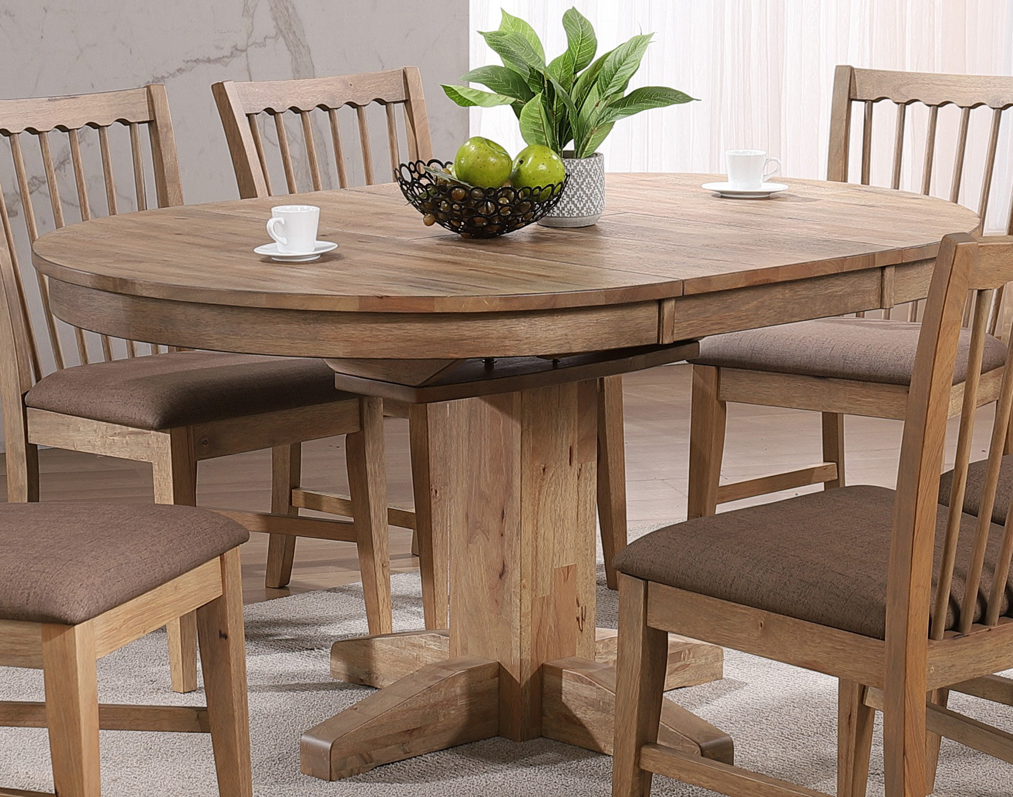 Gracie Oaks Solid Wood Extendable Round Pedestal Dining Table | Wayfair