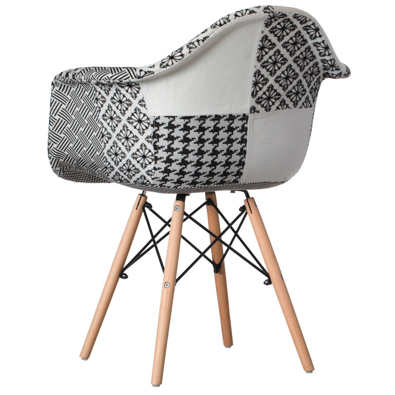 Dearbhl 16'' H Fabric Upholstered Beech Armchair, Black & White